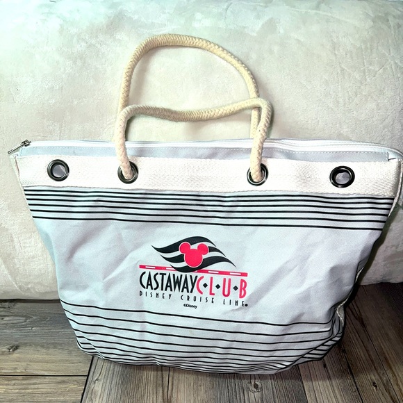 Vintage Disney Cruise Lines Castaway Club Canvas Beach Tote Bag Very Clean - Picture 1 of 6